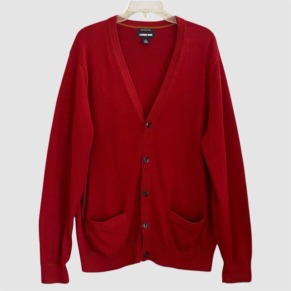 Lands' End Supima Grandpa Cardigan Sweater Mens L Heritage Preppy Cabin Pockets - Picture 1 of 9